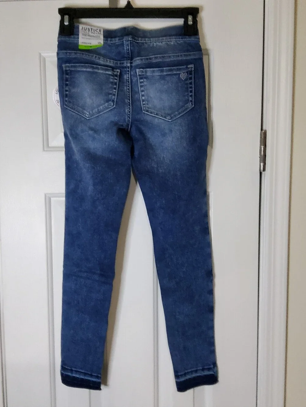 Justice Girl's Distressed Pull-On Denim Leggings Jeggings Dark Wash Size 12 Slim
